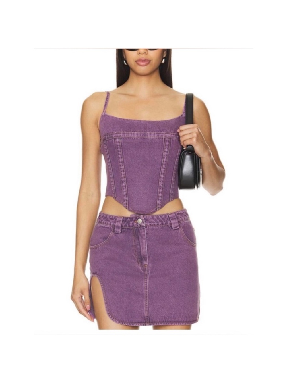 dylan Purple Denim Corset Tank Top